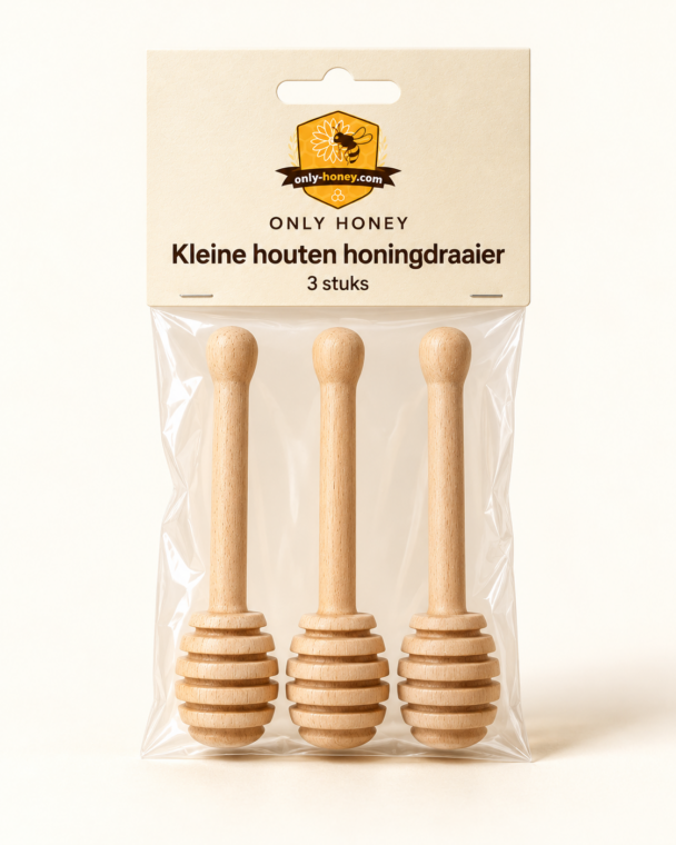 Kleine houten honingdraaier · 3 stuks · productfoto